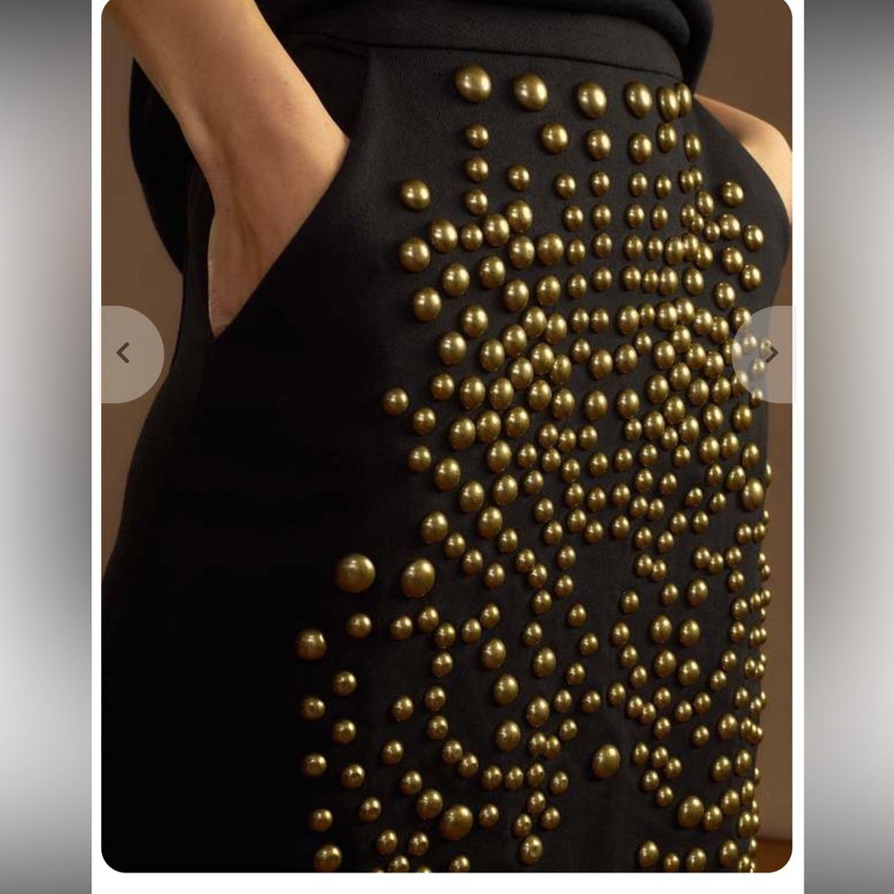 Cynthia Rowley Black Pencil Skirt with Gold Accents Brand NEW WITH TAGS - Picture 3 of 9